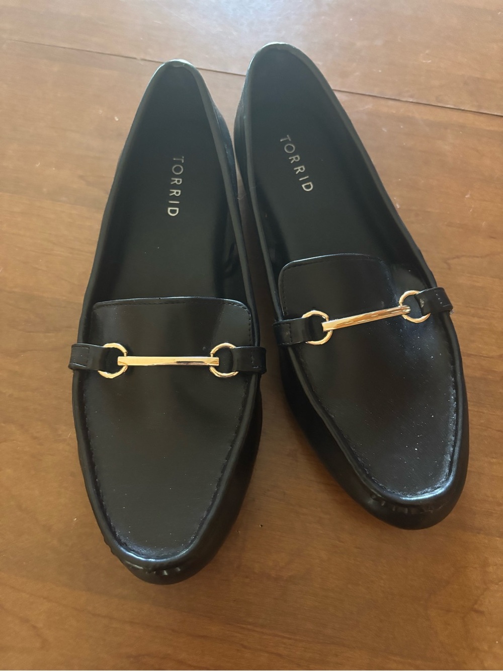 torrid Black Faux Leather Loafers with Gold Bit